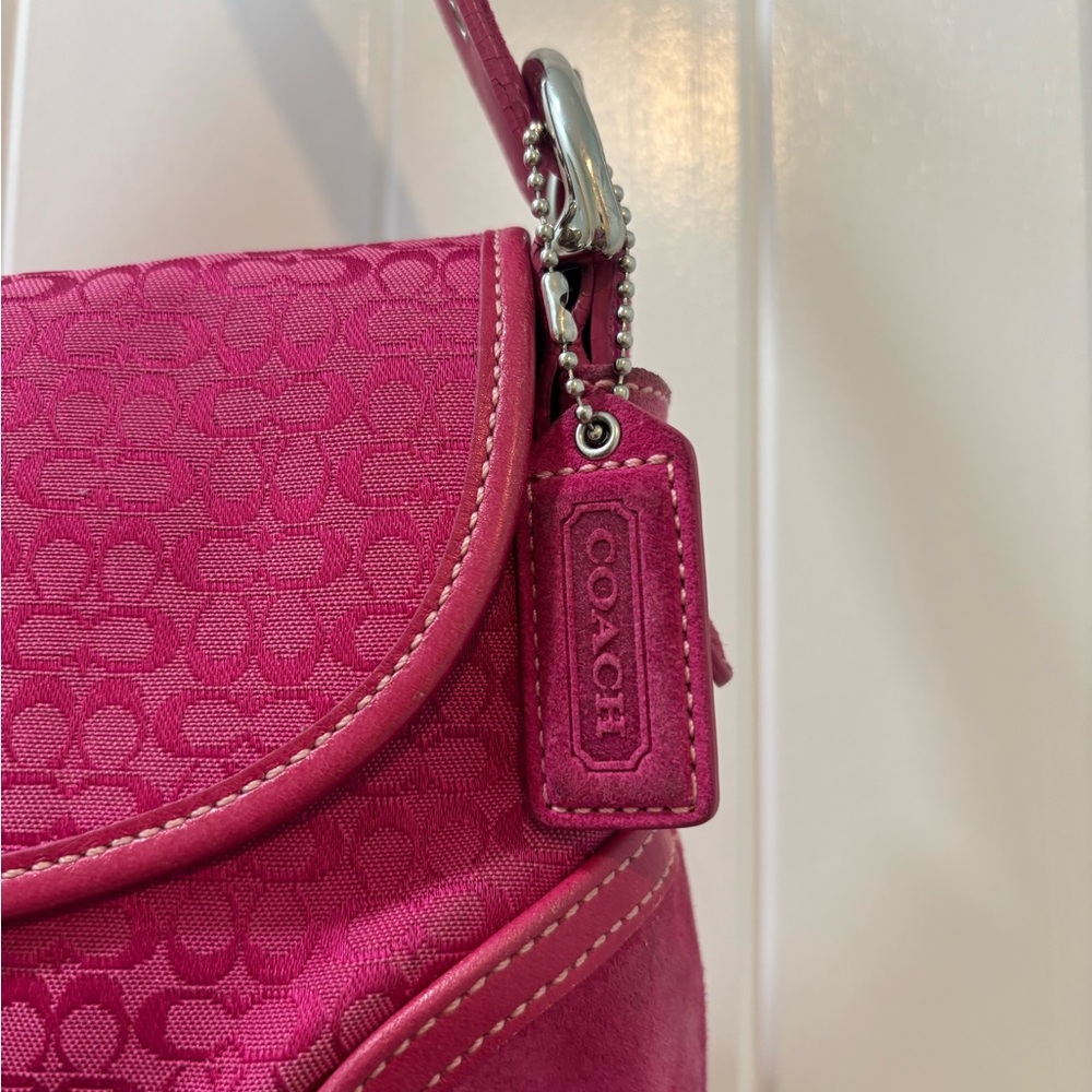 Coach Soho Mini Pink Signature Canvas Suede Denim Vintage Y2K Coach 6818 - Picture 7 of 15